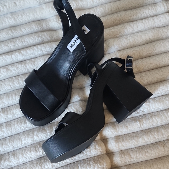 Steve Madden Shoes - Steve Madden Black Chunky Platform Heel Sandals NWOB